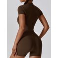thumbnail image 7 of FEOYA Women Jumpsuit Short Sleeve Bodysuit One Piece Yoga Suit Zip Up Rompers Workout Outfits Dance Athletic Bodycon Summer Casual S, 7 of 7