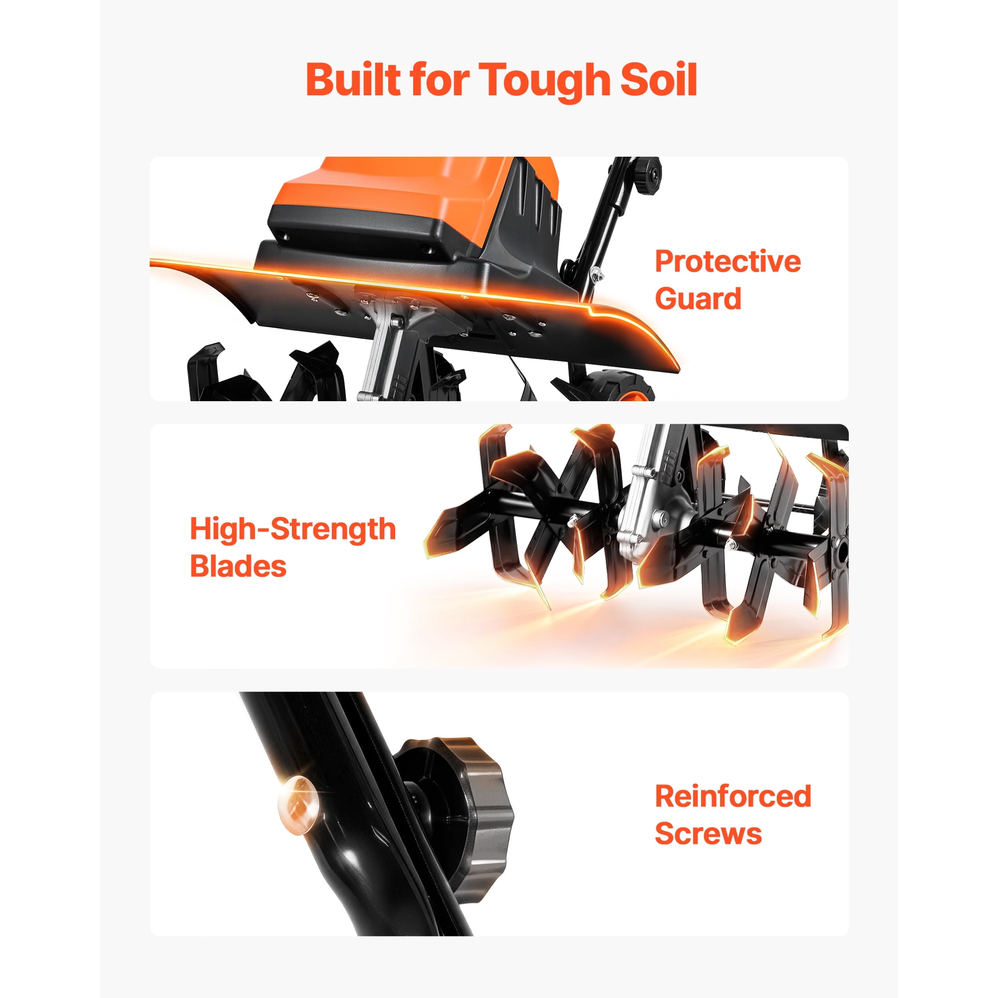 KFFKFF Corded Electric Tiller, 18in Wide Garden Rototiller, 15-Amp Motor Tilling Machine, Cultivator with Durable Steel Tines and Foldable Handle, Ideal for Lawn, Yard, and Gardening Tasks