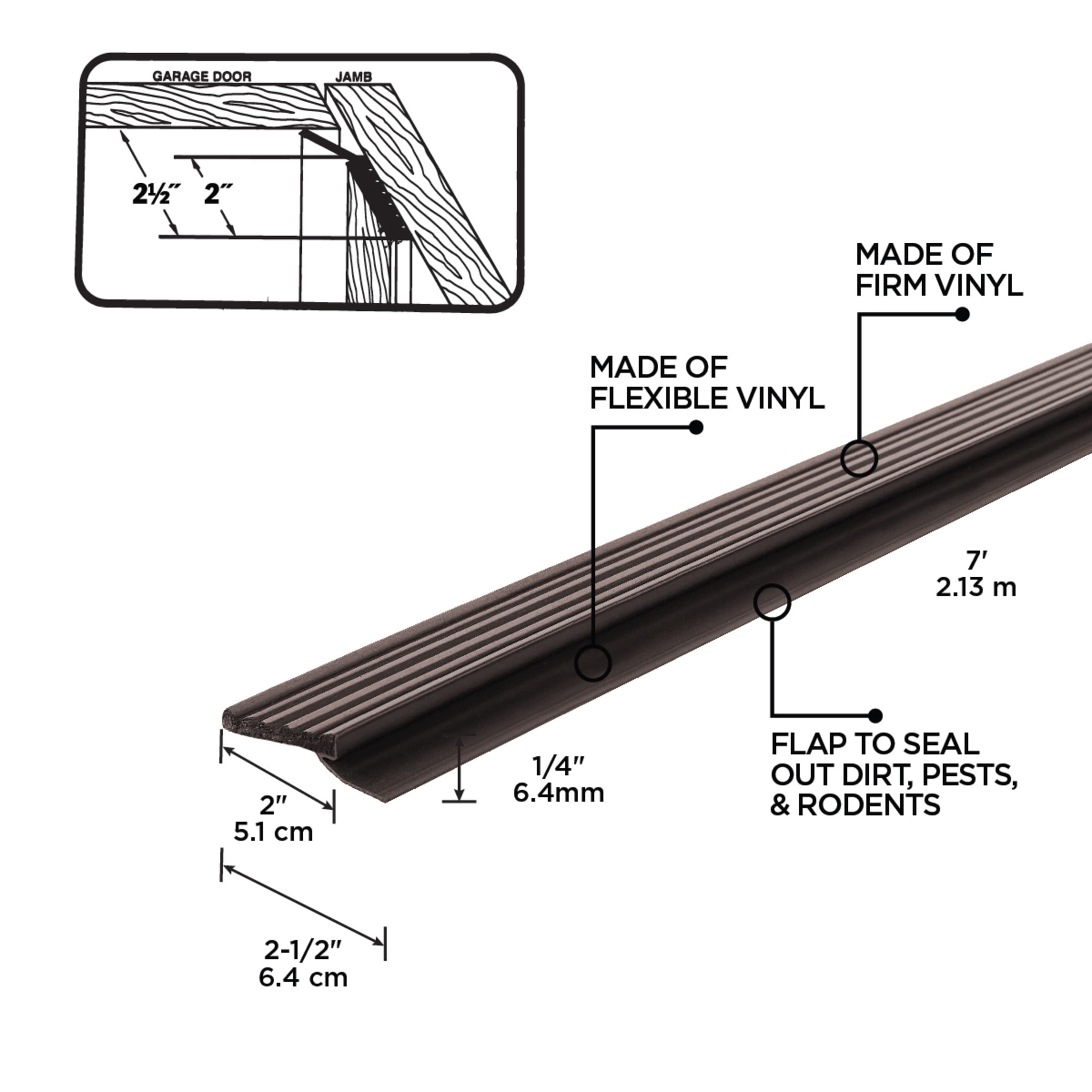 M-D Building Products 87726 7 ft. Brown Vinyl Garage Door Top and Sides Seal