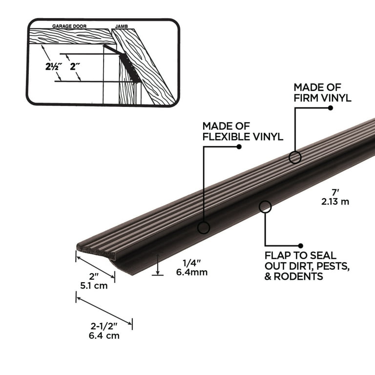 M-D Building Products, Garage Door Seal, 87726, Brown Vinyl 7 ft