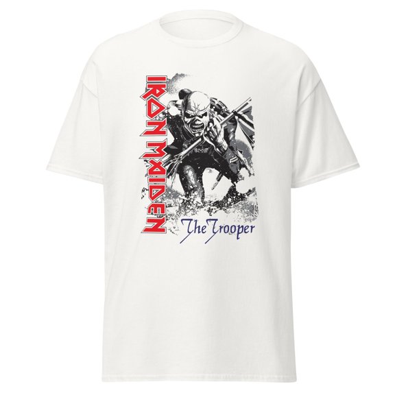 Iron Maiden - Trooper Jumbo Print Unisex T-Shirt - White - Small