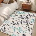 thumbnail image 4 of Aqua Grey Botanical Area Rugs 2.7'x5', Small Throw Rugs for Kitchen Bedroom, Rustic Country Spring Floral Summer Leafv Indoor Outdoor Rug Non-Slip Low Pile Carpet Runner Reversible Floor Mats, 4 of 8