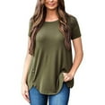 thumbnail image 2 of hotojiny Oversized Tshirt for Women Summer Trendy Button Side Slit Casual Tee Lightweight Crew Neck Short Sleeve Loose Tunic Tops, 2 of 6