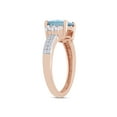thumbnail image 4 of Princess Cut Simulated Aquamarine CZ & Round Cut White Cubic Zirconia Band Ring In 14k Rose Gold Over Sterling Silver, 4 of 7