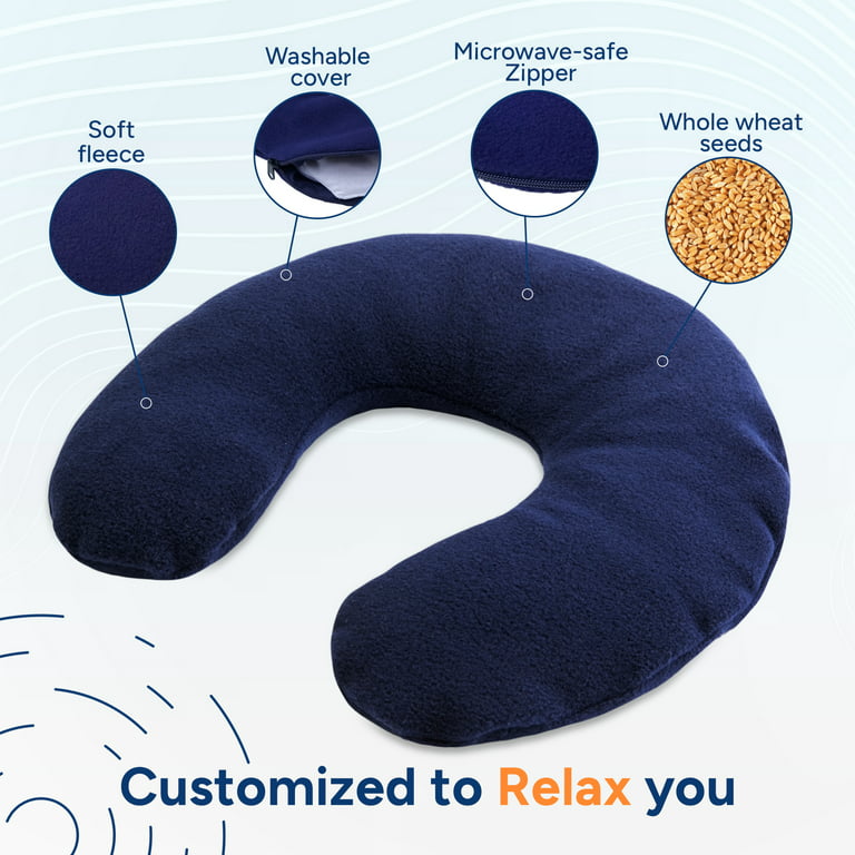 Sunny Bay Microwavable Neck Heating Pad for Pain Relief, Washable Neck Wrap Blue, Size: Medium