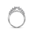 thumbnail image 2 of FB Jewels 14kt White Gold Princess Diamond Cluster Bridal Wedding Ring Band Set 1 Cttw Size 6, 2 of 4