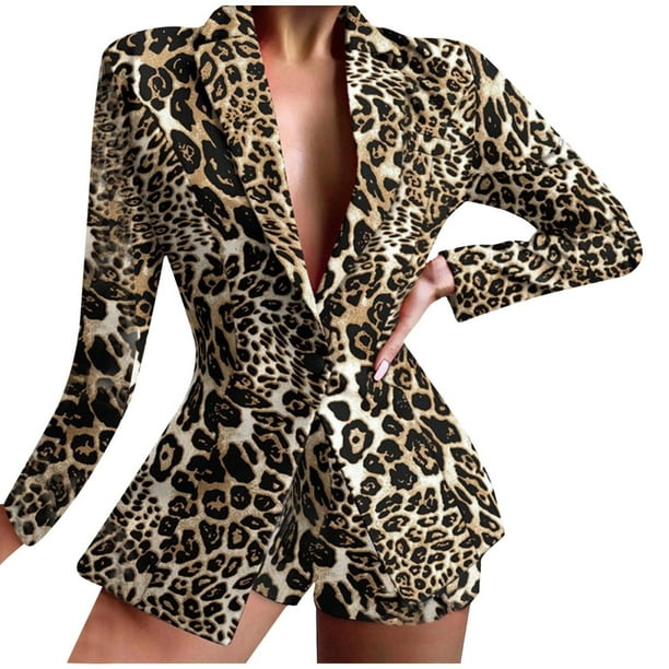 Conjunto de dos piezas de pantalones cortos estampados con cuello vuelto y tops de manga larga para mujer Wmkox8yi bvn4161
