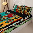 thumbnail image 3 of jejeloiu Bold Tribal Zipper Twin Comforter Sets with Fitted Sheet and 2 Pillowcases For Men Women,Geometric Print Zipper Bedding Set,Multi Color,Black Reversible,4-Piece, 3 of 7