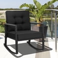 thumbnail image 2 of PetFurnishn Wicker Rocking Chair, Outdoor Patio Glider Chair with Heavy-Duty Frame, Thick Cushion, Rattan Rocking Chair for Backyard Garden Porch-Black, 2 of 8
