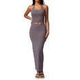 thumbnail image 5 of Women Two Piece Skirt Sets Summer Halter Neck Crop Tank Top Bodycon Long Maxi Skirts Club Dress, 5 of 5