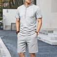 thumbnail image 2 of CONZONE Men's 2 Pieces Outfits Solid Color Short Sleeve T-Shirts Shorts Set for Men Breathable Summer Tracksuit, 2 of 4