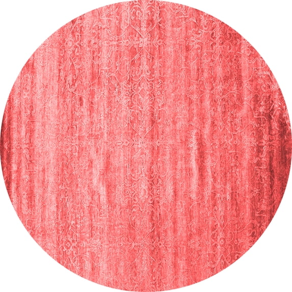 Ahgly Company Indoor Round Abstract Red Contemporary Area Rugs, 4' Round