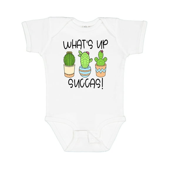 Inktastic What's Up Succas Funny Cacti Plants Boys or Girls Baby Bodysuit