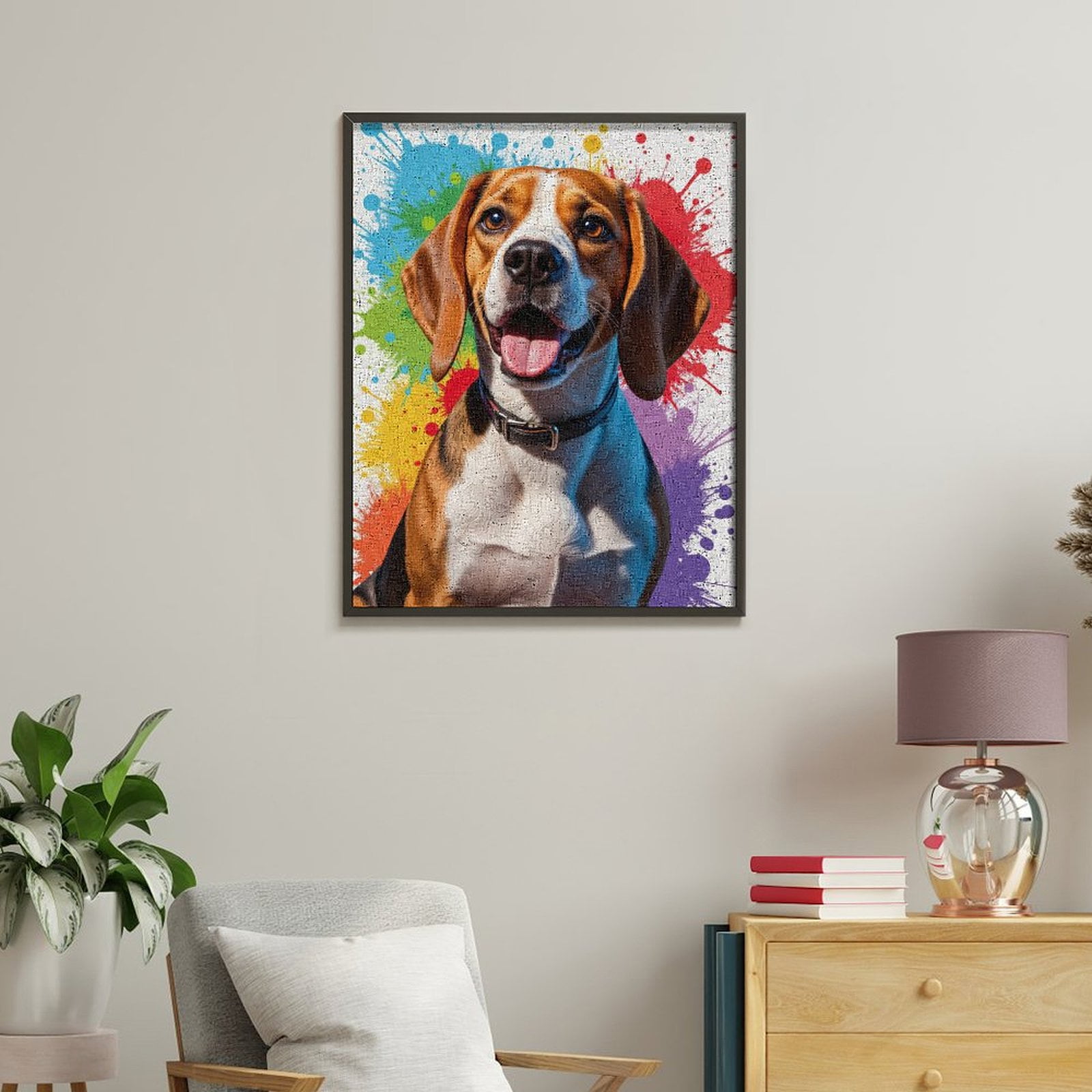 Paint By Numbers Kit for Adults Beginner - Dog Splash Art Vibrant Colors DIY Canvas Painting Kits for Adults, Frameless Paint By Number for Adults for Home Wall Decor 16x20 Inch