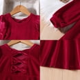 thumbnail image 4 of IWEMEK Baby Girl Red Velvet Dress Casual Fall Long Sleeve Crew Neck Dress for Infant Semi Formal Clothes 9-12M, 4 of 5