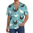 thumbnail image 1 of Balery Lovely Roosters Camisa Casual de Manga Corta con Botones para Hombre, Texturizada, Estilo Cubano, para Playa, Verano-X-Large, 1 of 5