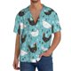 thumbnail image 1 of Fotbe Lovely Roosters Camisa Estampada de Manga Corta para Hombre, Casual de Verano, Estilo Playero, Sin Arrugas-Large, 1 of 5