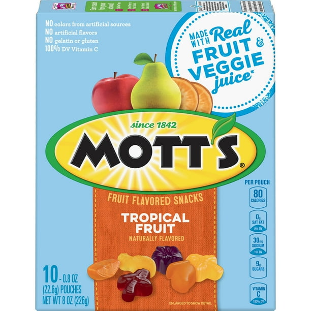 Mott's Gluten Free Tropical Fruit Snacks, 10 ct, 8 oz - Walmart.com ...