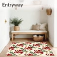 thumbnail image 3 of ODIKA 2'x3' Machine Washable Non-Slip Area Rug, Whimsical Yuletide Bow and Bell Motif with Pine Sprig Detailing High Traffic Rug, Red, 612546, 3 of 7