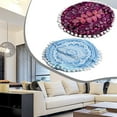 thumbnail image 4 of Coussin Rond 43x43cm Coussin Rond Épaissi en Lin pour Chaise de Bureau Housse de Coussin de Méditation Pouf à Imprimé Floral Pouf Rétro Boho, 4 of 11