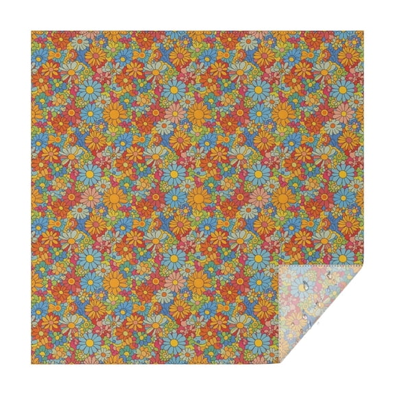 Pioneer Flower Floral Print Pattern Square Tablecloth, Waterproof Wipeable Spillproof Washable Table Cover for Home Kitchen Party Decor, 42"x42"