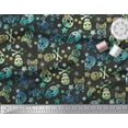 thumbnail image 2 of Soimoi Polyester Crepe Fabric Star,Crossbones & Skull Halloween Print Fabric by The Yard 42 Inch Wide, 2 of 3