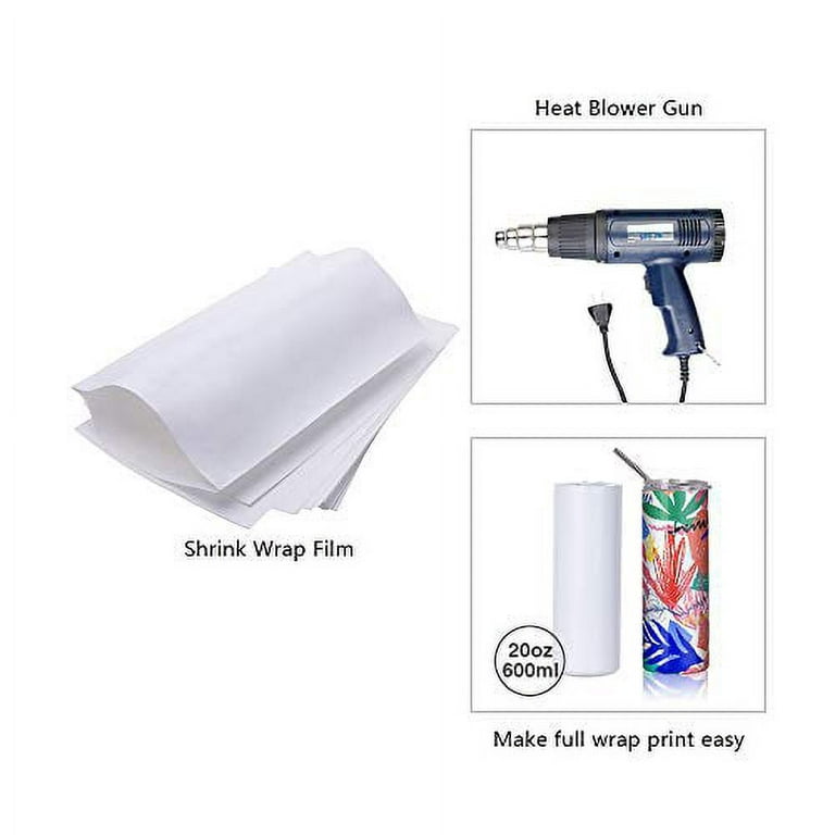 PYD Life 50 PCS Sublimation Shrink Wrap Sleeve White Bags 10 x 5 Inch for  Print by Oven,Sublimation Shrink Wrap Film for 20 OZ Sublimation Skinny