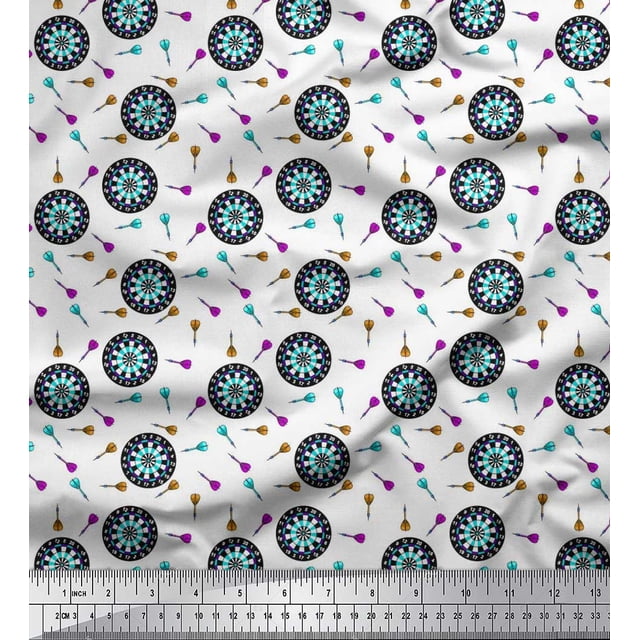 Soimoi Polyester Georgette Fabric Dart Board Sports Printed Craft Fabric by The Yard 42 Inch Wide