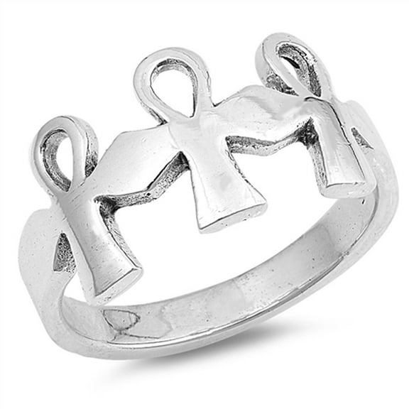 Ankh Cross Symbol of Life Egypt Ring .925 Sterling Silver Band Jewelry Female Male Unisex Size 9