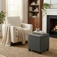 thumbnail image 2 of LEDREM Storage Ottoman with Hinged Lid, 14-Gallon Footrest Stool with Solid Wood Frame, 660lb Capacity for Living Room, Bedroom, Slate Gray, 2 of 7