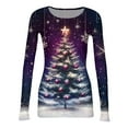 thumbnail image 5 of Christmas Graphic T-Shirt for Women Long Sleeve - Soft Slim Fit Crewneck Top, Cute Holiday Print Casual Tee, 5 of 7