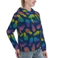 thumbnail image 6 of Picia Retro Bright Pineapple Pattern Casual Women's Hoodie, Hooded Sweatshirt with Kangaroo Pocket, Comfortable Pullover with Eye-catching Drawstrings-Small, 6 of 7