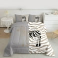 thumbnail image 2 of Feelyou Fashion Zebra Print Full Size Comforter Sets, Cartoon Wildlife Animal Bedding Comforter Set, Teens Kids Boys Girls Reversible Bedding Sets, Microfiber Bedroom Decor, 3-Piece, 2 of 8