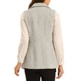 thumbnail image 3 of INSPIRE CHIC Women's Plaid Tweed Lapel Open Front Sleeveless Blazer Vest Jacket with Pocket M White, 3 of 6