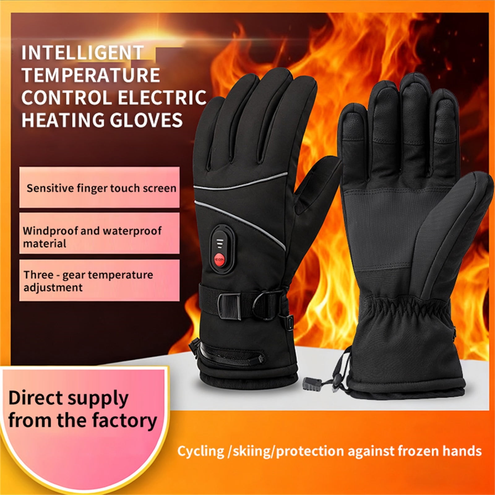 Heated Winter Gloves With Carbon Fiber Heating Gloves For Both Men And Women, 3 Temp Settings & Touchscreen Tips, Waterproof Thinsulate Insulated Gloves For Outdoor Sports,Travel, Cycling, Skiing