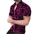 thumbnail image 1 of Camisa de manga corta con cuello en V para hombre, con estampado de Halloween, informal, con estampado de blusa Pompotops  oipoqjl45925, 1 of 7