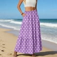 thumbnail image 5 of LWavelet Women's Polka Dot Tiered Maxi Skirt, Elastic Waist with Pockets, Cute Summer & Picnic Long Skirt Purple M, 5 of 6