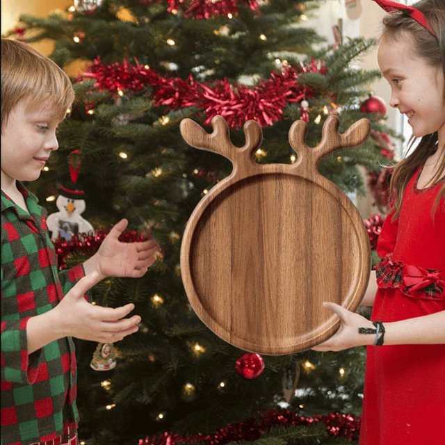 QJUHUNG Christmas Decor Clearance! Danhjin Plate with Handle Log Plate Cheese and Bread Decoration Baking Pan Housewarming Kitchen Gift Plate (Large size)