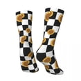 thumbnail image 4 of Sunflower Print Socks Autumn Black and White Checkered Stockings Novelty Unisex Breathable, 4 of 7
