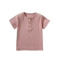 thumbnail image 1 of Hiiyo T-Shirt Henley pour Garçons Tout-Petits Manches Courtes en Coton, Rose, 1 of 3