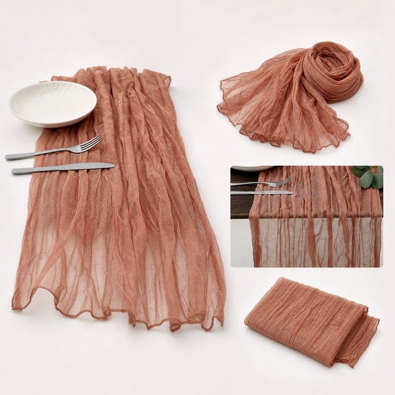 Table Runner 9.84X2.95Ft For Christmas Decorations Home Linen Table Decor Boho Rustic Fall Decor For Home Wedding Engagement Party,Bean Paste