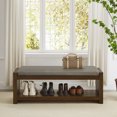 thumbnail image 2 of Updated 47" Accent Bench with Lower Shelf Shoe Rack, Padded Seating Bench for Living Room, Modern Compact Bed End Bench with Storage for Bedroom Seating, Removable Cushion, 47"W-Granite, 2 of 7