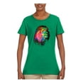thumbnail image 2 of Lion Paint Art Splatter Abstract Art Animal Lover Womens Graphic T-Shirt, Kelly, 2XL, 2 of 3
