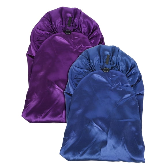 LULULION 2Pcs Comfortable Durable Satin Hair Care Hats Purple Elastic Rim Design