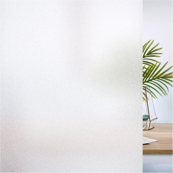 RUseeN Window Privacy Film Decorative, Frosted Glass Window Film Non Adhesive, Static Cling, UV Blocking Window Clings for Home Office (Pure, 17.5 x 78.7 Inch)