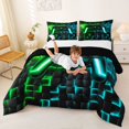 thumbnail image 3 of Homewish Green Teal Gaming Pad Queen Comforter Set,Modern Esports Gamepad Comforter Sets Queen,Black Reversible,3-Piece,1 Comforter and 2 Pillowcases, 3 of 7