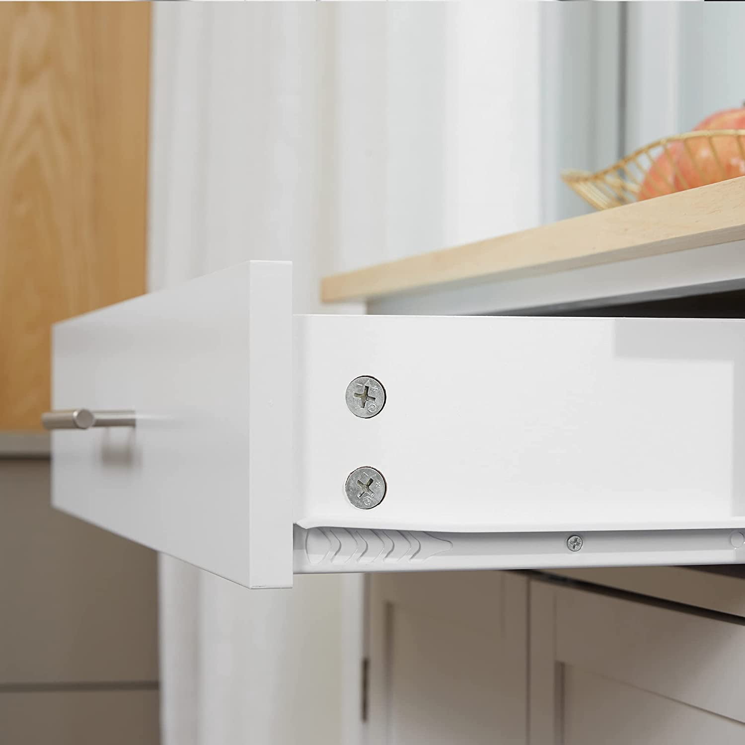 Kitchen Island Cart Rolling Trolley Cart with Drawer, Storage Cabinet & Towel Rack, White