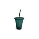 thumbnail image 1 of Billuyoard Vaso para beber con tapa y pajita Botella reutilizable de plástico PP PP para batido de jugo de café de bebida fría Mostrada Verde oscuro 480ml Billuyoard HA007952-08, 1 of 6