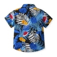 thumbnail image 5 of RTKFRFLM Boys' Hawaiian Aloha Beach Shirt Tropical Floral Print Short Sleeve Collared Top for Kids Fashionable Casual Button Down Holiday Soft Breathable Summer Party Wear Size 5-14, 5 of 5