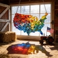 thumbnail image 4 of Patriotic USA Map Acrylic Sun Catcher, Colorful Translucent Red White Blue Daylighting Decor, Window Hanging Or Tabletop Display for 4th of July, Festive Home Accent for Patriotic Holiday, 4 of 6